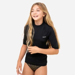 Tee Shirt Anti UV Enfant Manches Courtes Surf Noir -ProSportif Boutique top solaire anti uv junior noir 4
