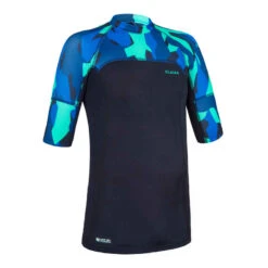Top Solaire Garçon Manche Courte Noir Bleu Camo
