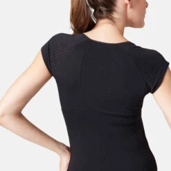 T-Shirt 530 Dévoré Pilates Gym Douce Femme Noir -ProSportif Boutique ts 530 devore pilates gym douce femme bleu clair 6