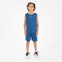MAILLOT DE BASKETBALL SANS MANCHE ENFANT - T100 BLEU -ProSportif Boutique tshirt slash maillot sans manche de basketball garconslashfille t100 bleu 3