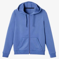 Sweat Zippé à Capuche Fitness Femme - 500 Bleu D'orage -ProSportif Boutique veste a capuche 500 femme rose 5