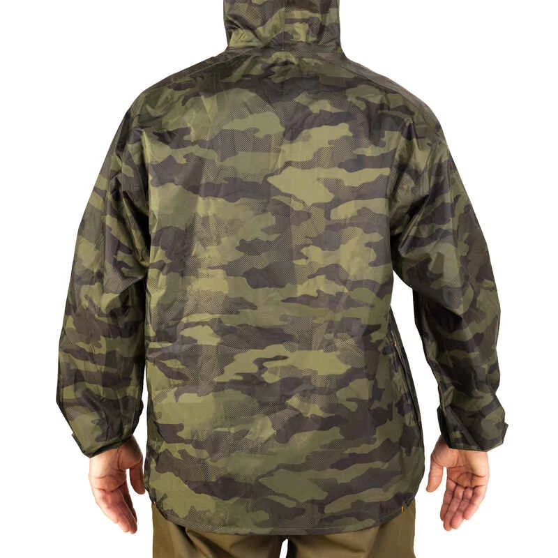 VESTE CHASSE IMPERMÉABLE LEGERE CAMO VERTE 100 5 VESTE CHASSE IMPERMÉABLE LEGERE CAMO VERTE 100 – Image 3