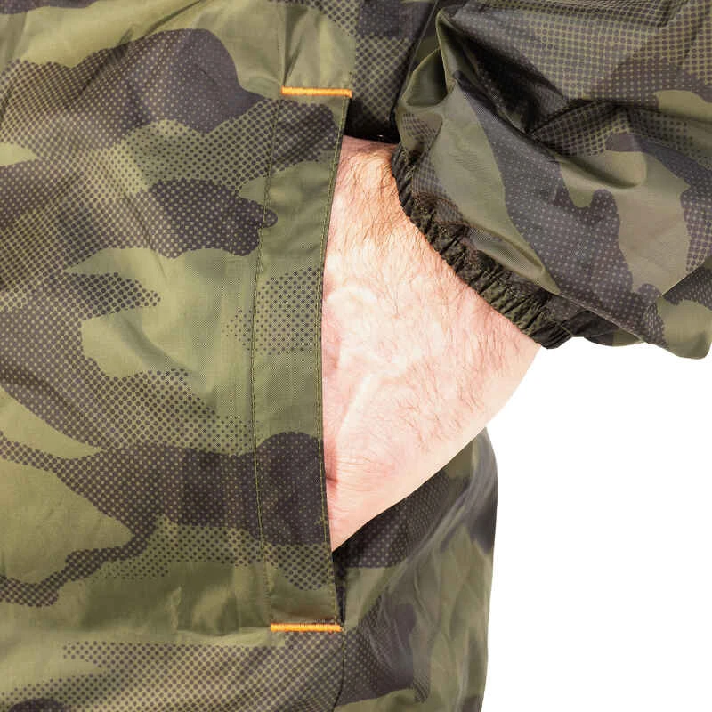 VESTE CHASSE IMPERMÉABLE LEGERE CAMO VERTE 100 10 VESTE CHASSE IMPERMÉABLE LEGERE CAMO VERTE 100 – Image 8
