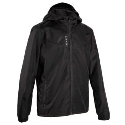 Kipsta VESTE COUPE PLUIE DE FOOTBALL T500 ENFANT NOIRE