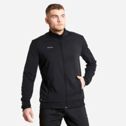 Kipsta Veste De Football D'entrainement ESSENTIAL Noire Et Grise -ProSportif Boutique veste de football d entrainement essential noire et grise 7