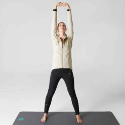 Veste Longue 500 Capuche Gym Stretching Femme Beige -ProSportif Boutique veste longue 500 capuche gym stretching femme beige 1