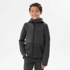 Quechua VESTE POLAIRE DE RANDONNEE - MH500 NOIRE GRISE - ENFANT 7-15 ANS -ProSportif Boutique veste polaire de randonnee mh500 noire grise enfant 7 15 ans 3